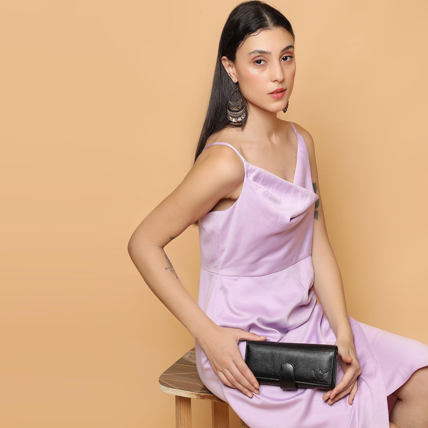 Premium Black Leather Long Clutch Wallet