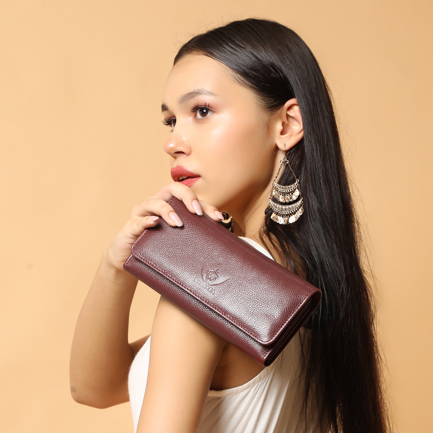 Premium Maroon Leather Long Clutch Wallet