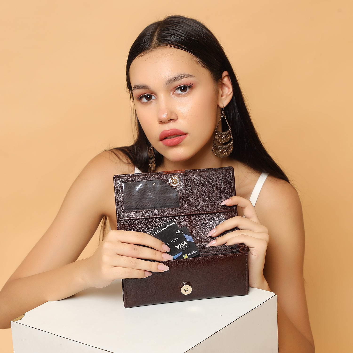 Premium Maroon Leather Long Clutch Wallet