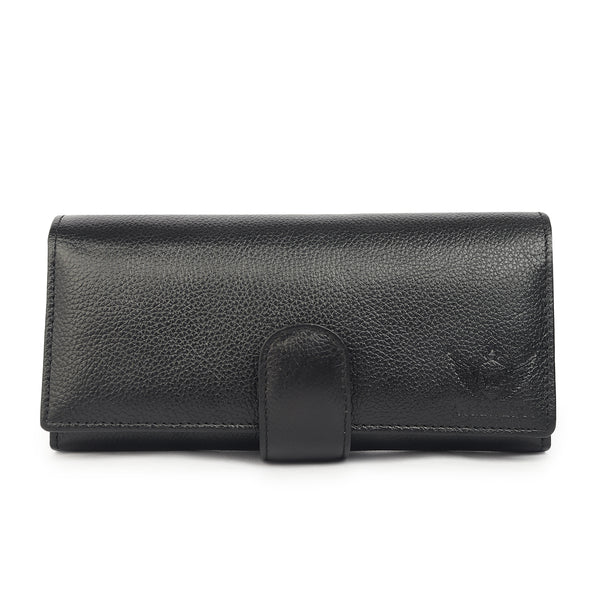 Premium Black Leather Long Clutch Wallet