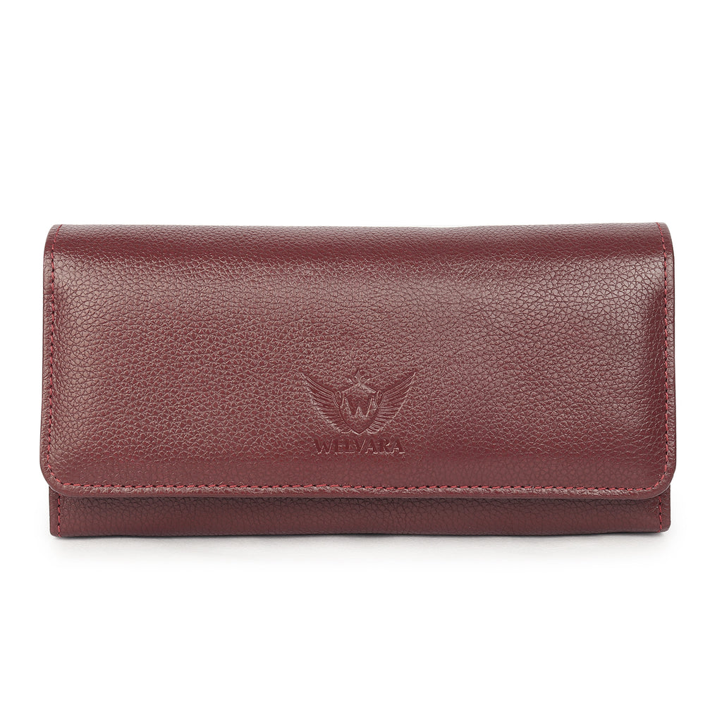 Premium Maroon Leather Long Clutch Wallet