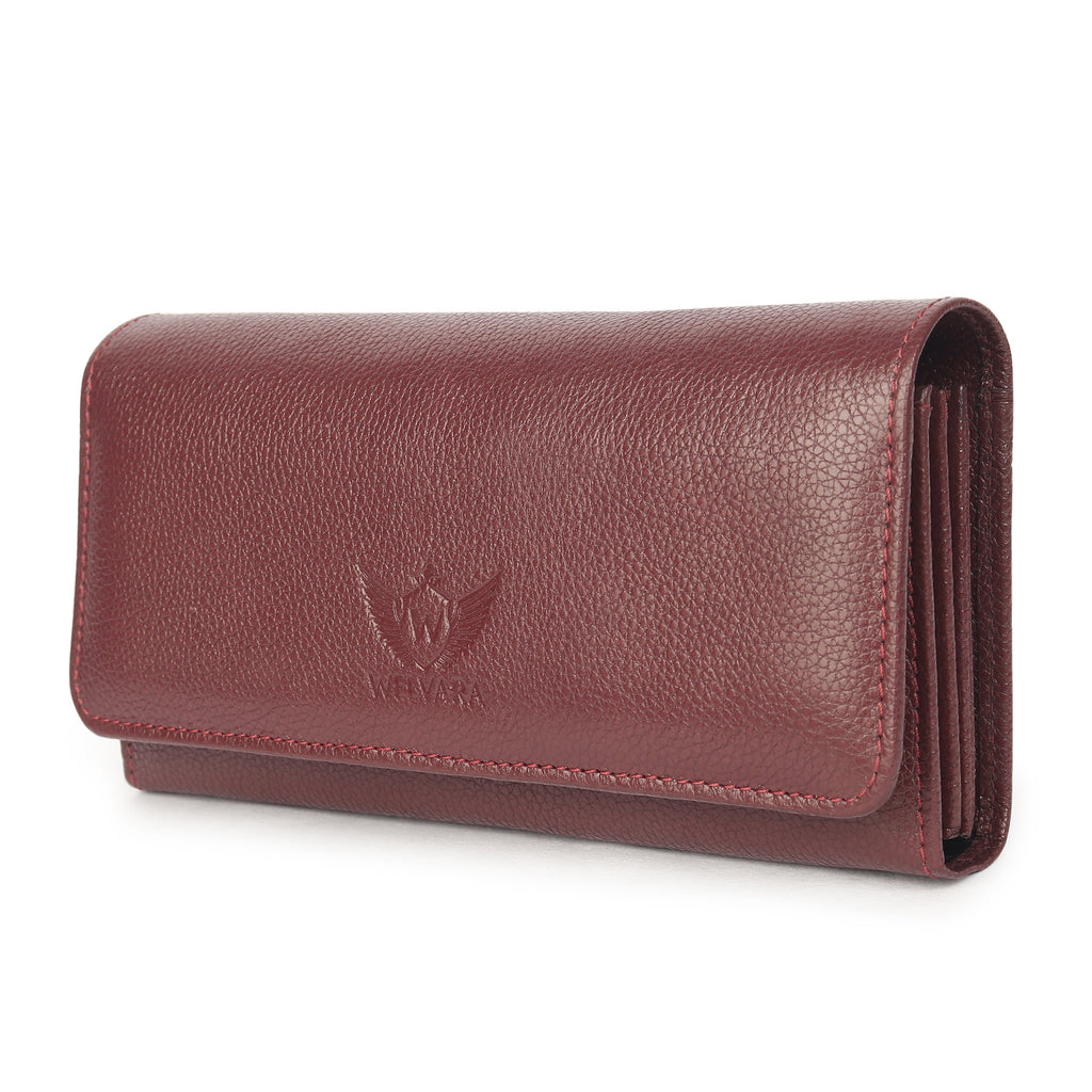 Premium Maroon Leather Long Clutch Wallet