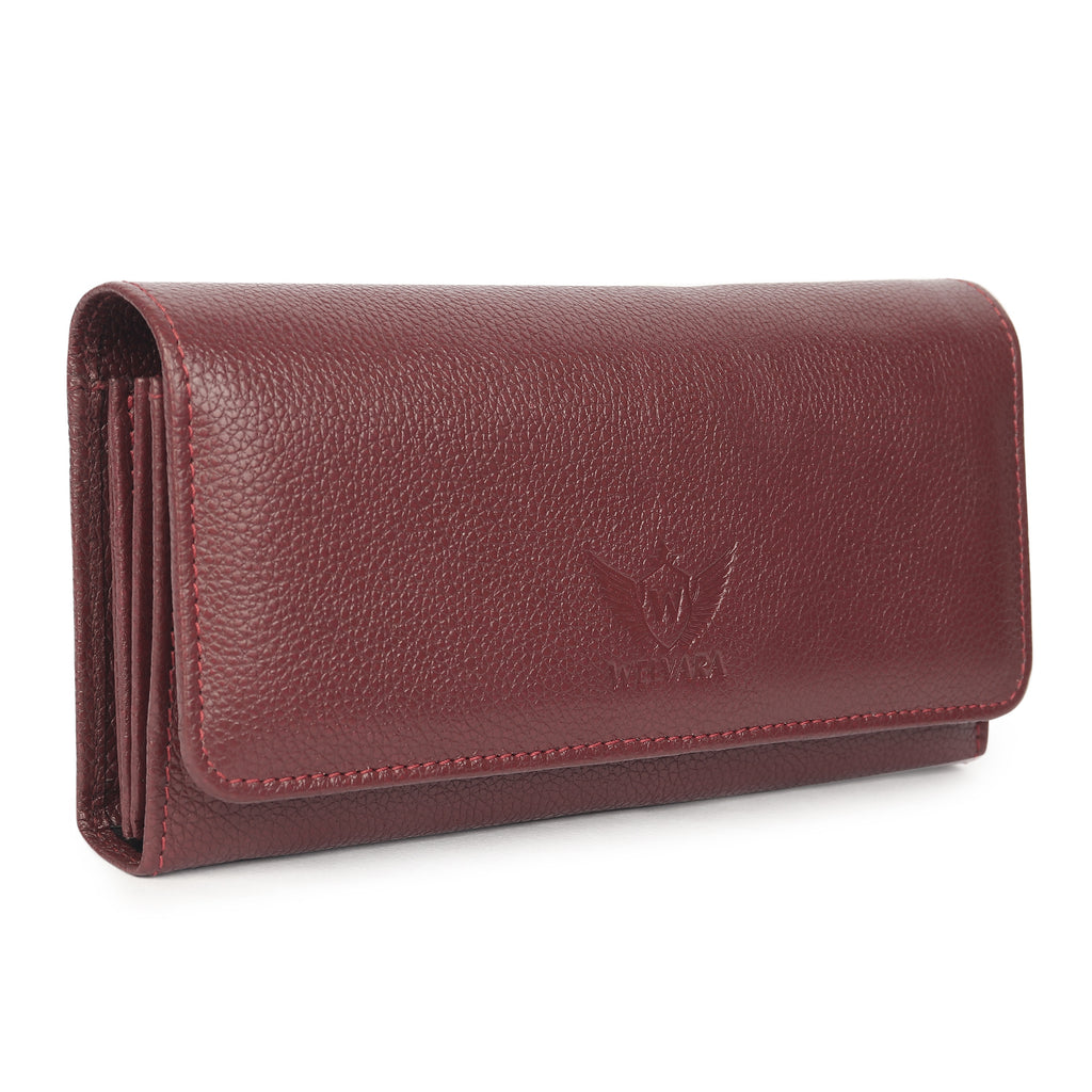 Premium Maroon Leather Long Clutch Wallet
