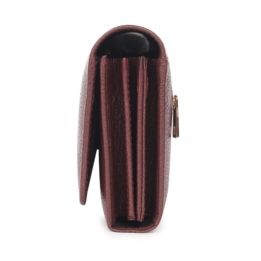 Premium Maroon Leather Long Clutch Wallet