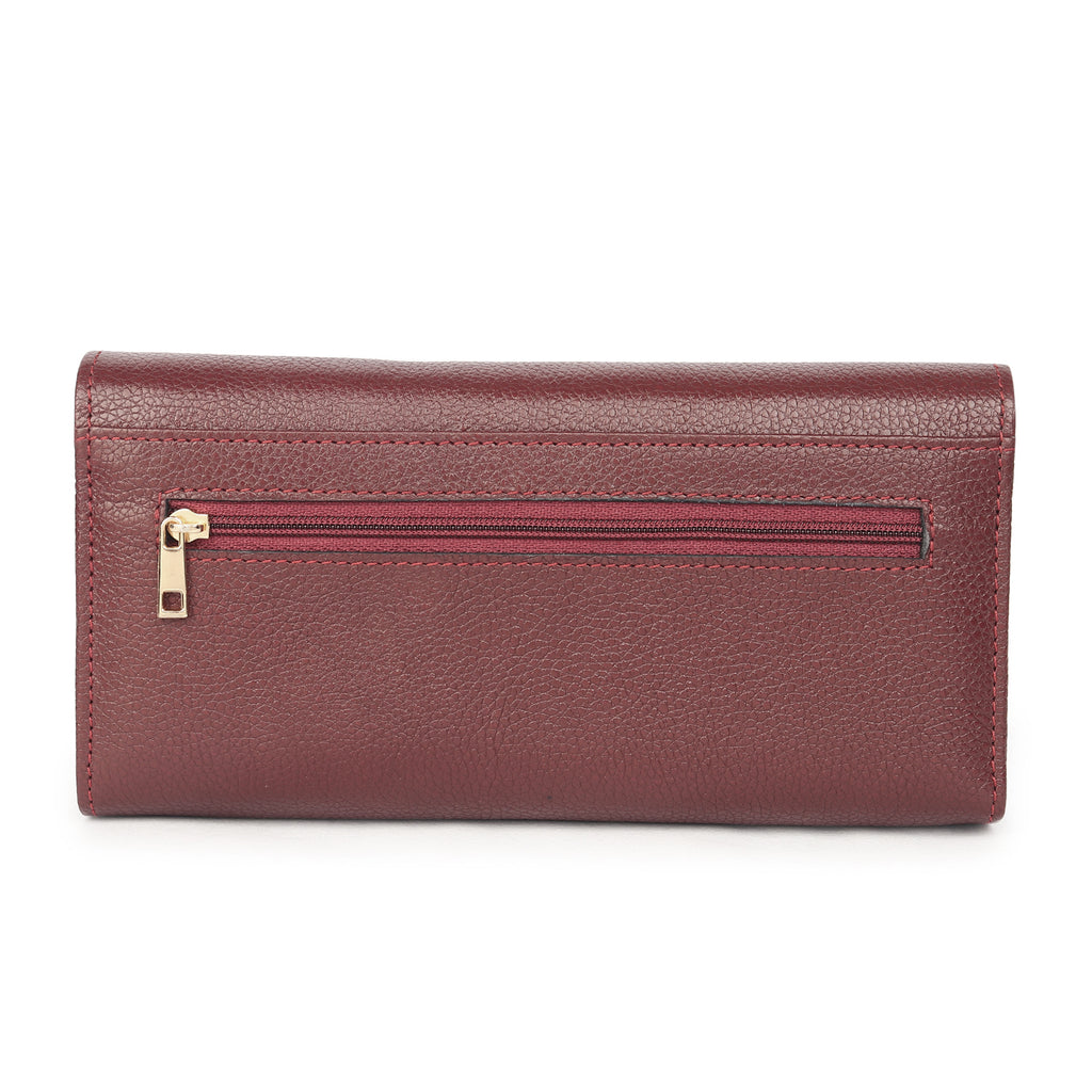Premium Maroon Leather Long Clutch Wallet